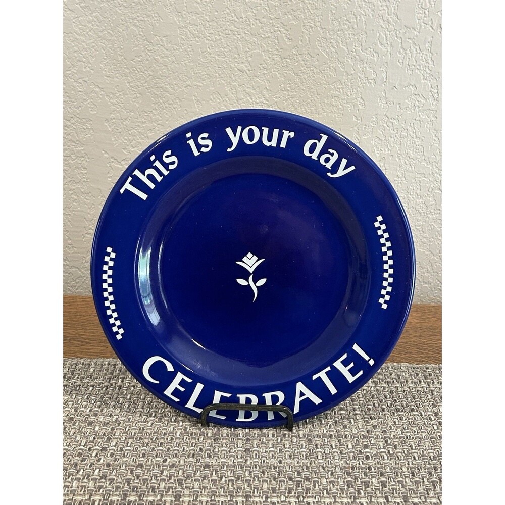 Pampered Chef “This Is Your Day Celebrate” Cobalt Blue 10.5” Retired Birthday